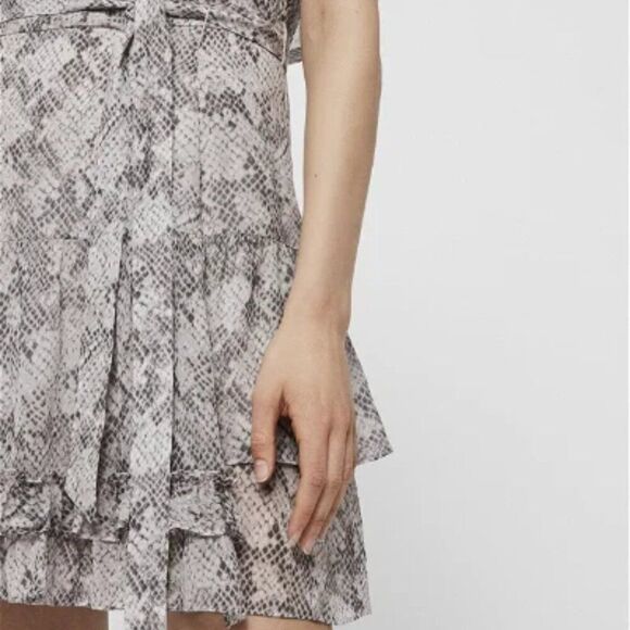 ✨ ALLSAINTS ✨ Evely Midgard Snakeskin Ruffle Mini Dress - [Size 0, Pink/Grey] - Picture 2 of 12